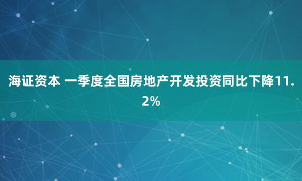 海证资本 一季度全国房地产开发投资同比下降11.2%