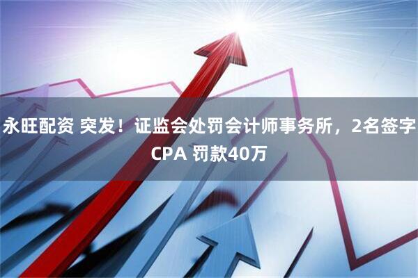 永旺配资 突发！证监会处罚会计师事务所，2名签字CPA 罚款40万